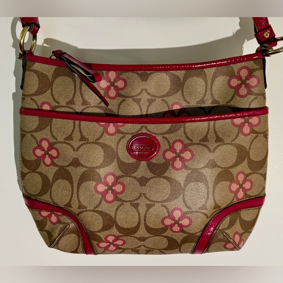 Coach Peyton Signature Clover Pink Trim Convertible Shoulder Bag - Picture 2 of 12